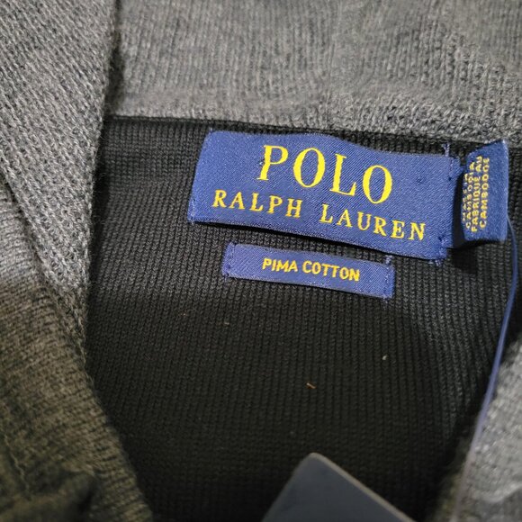 Polo Ralph Lauren Waffle Knit Full Zip Hoodie Lightweight Jacket Dark Grey Pima - Picture 5 of 11